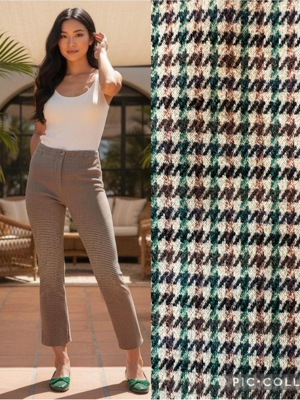 Tuckernuck Ashford Brown and Green Cropped Houndstooth Pants size xl
